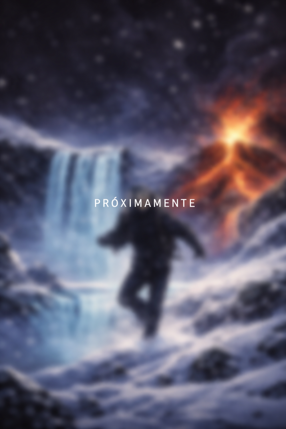 Persona caminando en paisaje helado con volcán cercano - Miguel Bohórquez